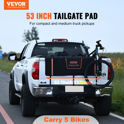 53-Inch Tailgate Pad Protector Cover for 5-Bike Pickup Truck Bed