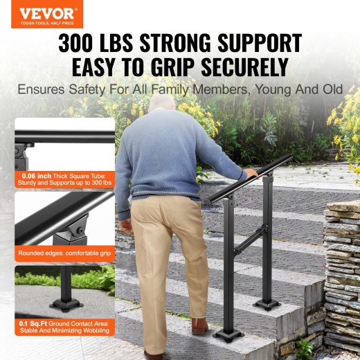 Vevor Outdoor Stair Railing - Adjustable Handrail for Concrete Steps