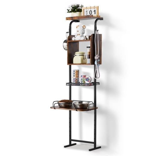 Vevor Pet Feeding Station With Storage Dog Food & Toy Organizer Raised Dog Bowls