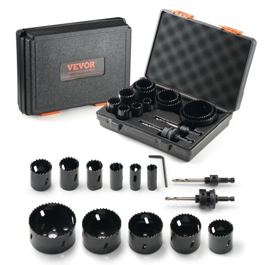 Vevor Hole Saw Kit - 11 Pcs Bi-Metal Set for Efficient Drilling