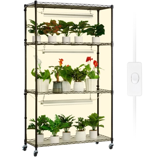 Vevor Plant Stand With Grow Lights 4 Tiers 72W 59" Tall Plant Grow Shelf