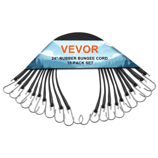 Vevor 10 Pcs Flat Bungee Cord Set 20 Mm Heavy Duty Bungee Straps With S-Hook