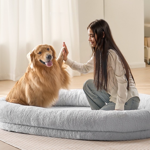 Vevor Human Dog Bed 72X48x10in Large Human Size Dog Bed Washable Faux Rabbit Fur