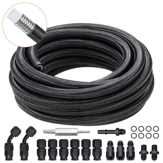 Vevor 6AN Fuel Line Kit, 25 Ft Fuel Hose Kit with Swivel Fitting Adapter