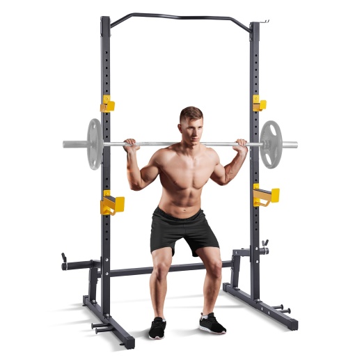 Vevor Squat Stand Power Rack - Adjustable Power Rack with Pull Up Bar, Hook, and Weight Plate Storage Attachment