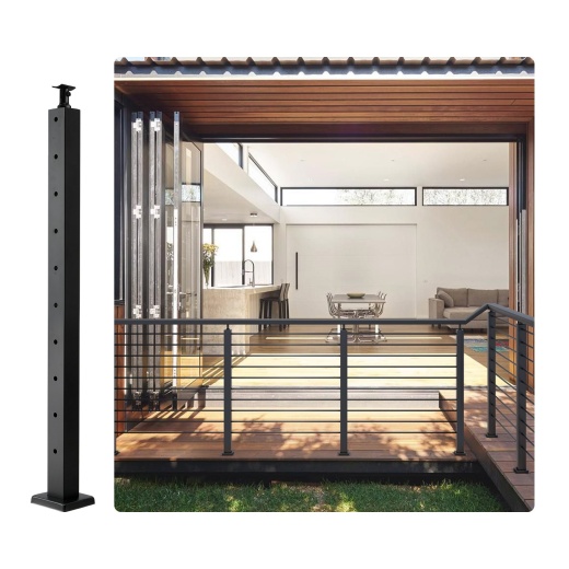 Vevor Cable Railing Post, 36" x 2" x 2" Steel Horizontal Hole Deck Railing Post