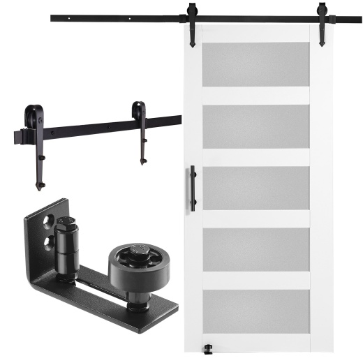 Vevor Barn Door And Hardware Kit 42" x 84" - Wood And Glass Sliding Barn Door
