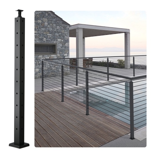 Vevor Cable Railing Post - 36" X 2" X 2" Steel L-Shaped Hole Corner Railing Post