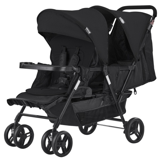 Vevor Double Stroller Foldable Lightweight Twin Tandem Stroller Black