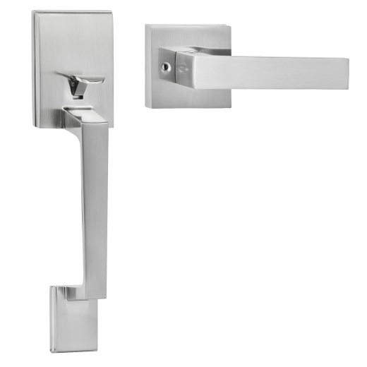 Vevor Front Door Handle, Satin Nickel Square Handle Set with Lever Door Handle No Lock