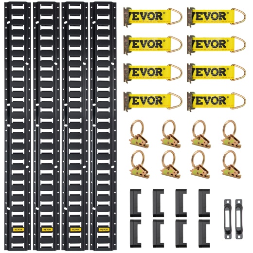 Vevor E Track Tie-Down Rail Kit - 30Pcs 5Ft E-Tracks Set
