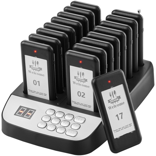 Vevor Restaurant Pager System - Wireless Guest Paging with 16 Buzzers
