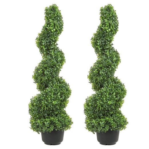 Vevor 2 Pcs. Artificial Boxwood Tower Topiary Spiral Artificial Plant 91Cm High Decorative Plant