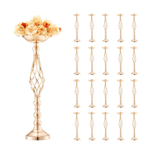 Vevor 20Pcs 58Cm/22.83” Wedding Flower Vase Metal Gold Floral Stand For Table