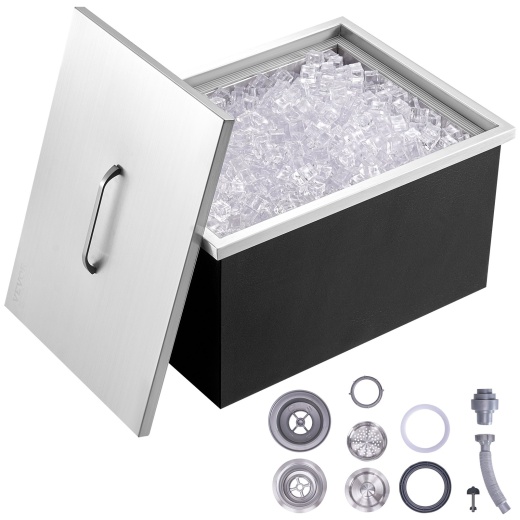 Vevor Drop In Ice Chest - 40 Qt Stainless Steel Outdoor Kitchen Ice Bar