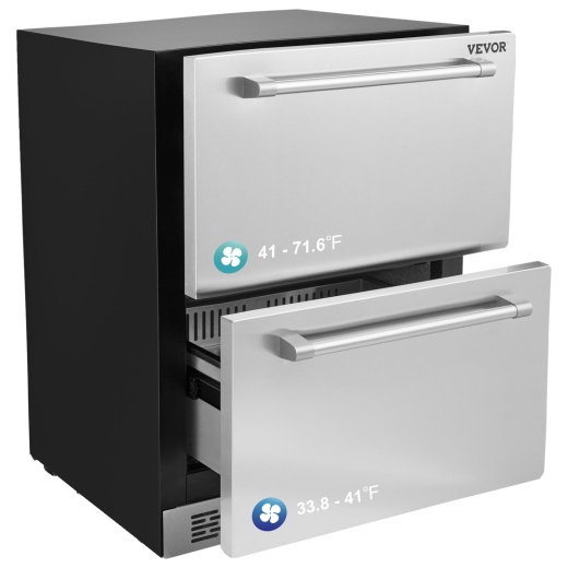 Vevor 24" Undercounter Refrigerator, 2 Drawer Wine Refrigerator