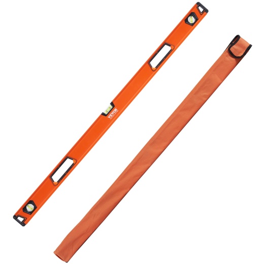 Vevor Magnetic Torpedo Level, 48 In, Mechanical Bubble Vials Ruler For 45/90/180 Degree, Aluminum Alloy Leveler Tool W/ Viewing Window, Shock-Resistant For Measuring Plumbing, Wood