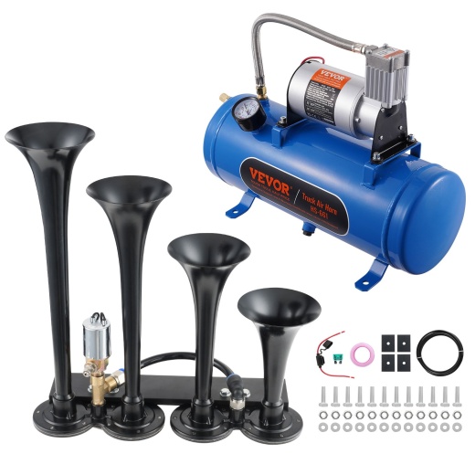 Vevor Train Horns Kit - 4 Trumpet Air Horn Kit for Pickup Trucks