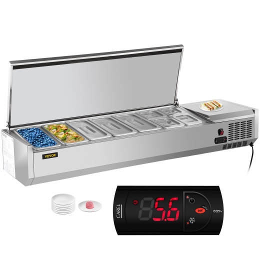 Vevor Refrigerated Condiment Prep Station - 71 Inch