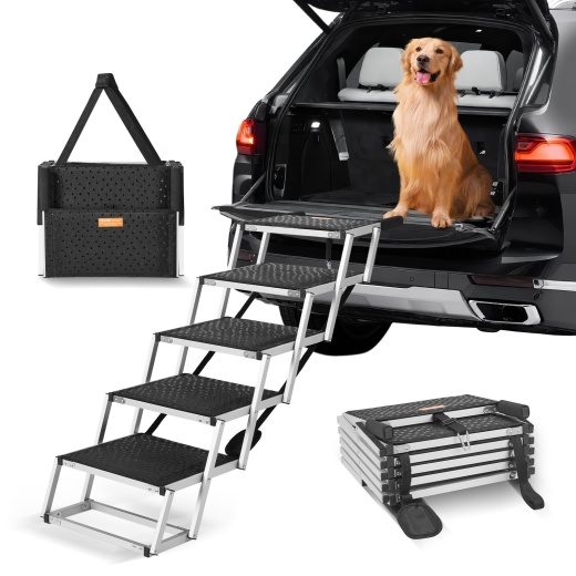 Vevor Dog Stair For Cars - 5-Step Folding Dog Steps