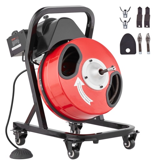 Vevor Drain Cleaner Machine 50Ft X 1/2 Inch Manual Feed Snake Auger With Wheels