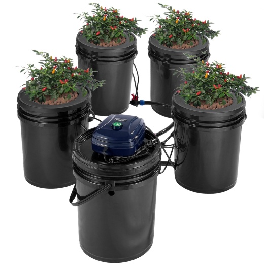 Vevor Rdwc Hydroponics System Recirculating Deep Water Culture 4 Buckets 5 Gal