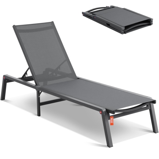 Vevor Chaise Lounge Chair Outdoor Patio Lounge Chair With Adjustable 5-Position