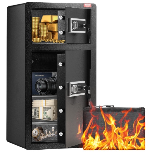 Vevor Double Door 5.5 Cu.Ft Safe Box With Key Lock Password Cabinet Black,Organize Cash, Passports, Jewelry, Gold, Watches And Documents