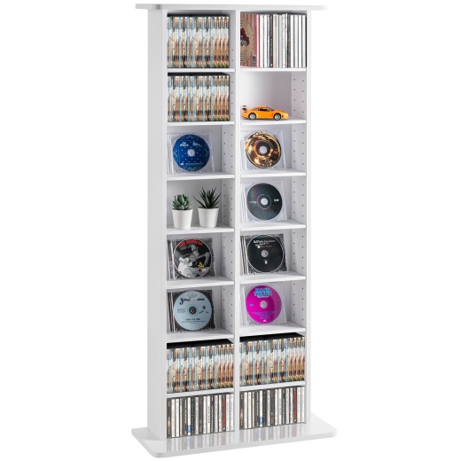 Vevor Media Storage Cabinet - 8 Layers Adjustable DVD Shelves for 464 CDs - White
