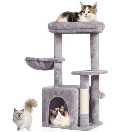 Vevor Cat Tree 31.4" Cat Tower With Cat Condo Sisal Scratching Post Light Grey