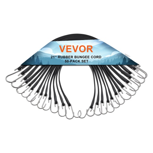 Vevor 50 Pcs Flat Bungee Cord Set 19.8 Mm Heavy Duty Bungee Straps With S-Hook