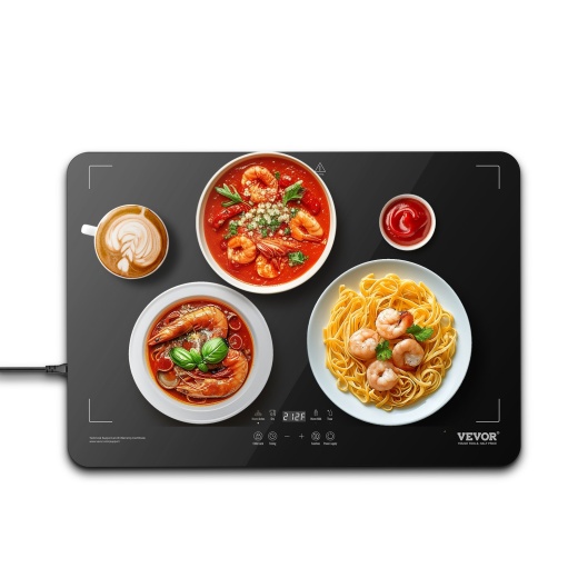 Vevor Electric Warming Tray Buffet Food Warming W/ Temp Control Tempered Glass