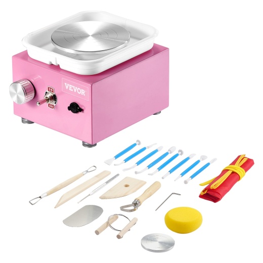Vevor Mini Pottery Wheel Electric Ceramic Wheel Machine 0-320Rpm Speed Pink