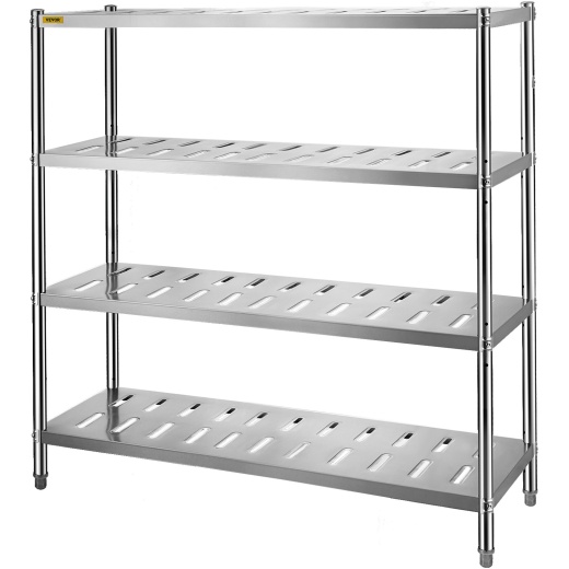Vevor 4-Tier Stainless Steel Storage Shelf - Heavy Duty and Adjustable