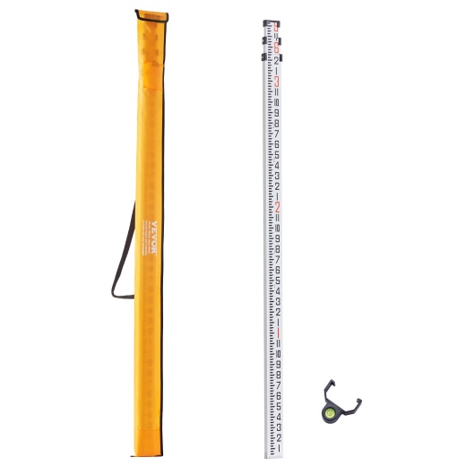 Vevor Aluminum Grade Rod - 9-Feet/8Ths 3 Sections Telescopic Measuring Rod