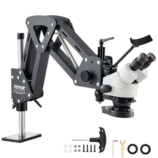 Vevor Multi-Directional Microscope With Spring Bracket Ring Light 7X-45X Jewelry