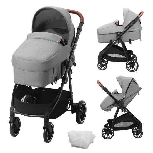 Vevor Standard Baby Stroller - Infant Toddler Stroller with Bassinet and 3rd-Gear Adjustable Backrest