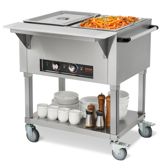 Vevor 2-Pan Commercial Food Warmer - 1000W Electric Steam Table for Buffet Catering