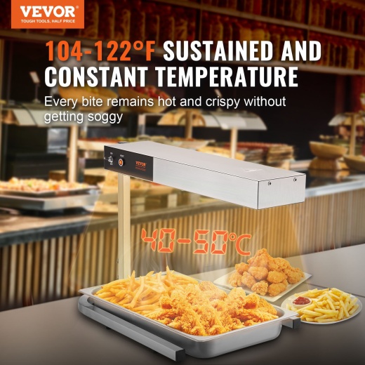 Vevor French Fry Food Warmer - 750W Commercial Strip Food Heating Lamp
