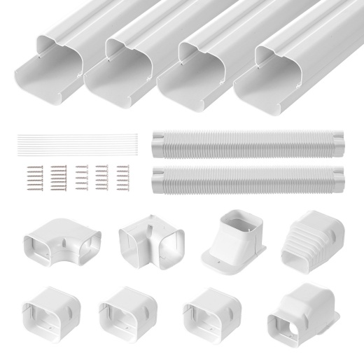 Vevor Mini Split Line Set Cover 3-Inch W 17.6Ft L - PVC Decorative Pipe Line Cover