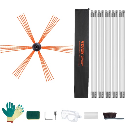 Vevor 33 Feet Chimney Sweep Kit for Efficient Fireplace Flue Cleaning