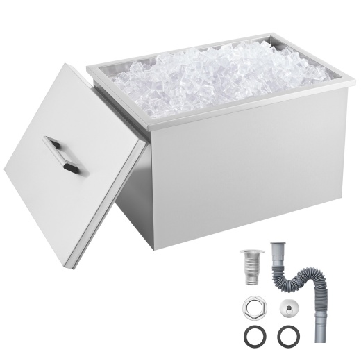 Vevor 32 Quart Drop In Ice Chest Ice Cooler Ice Bin Stainless Steel 20"X14"x13"
