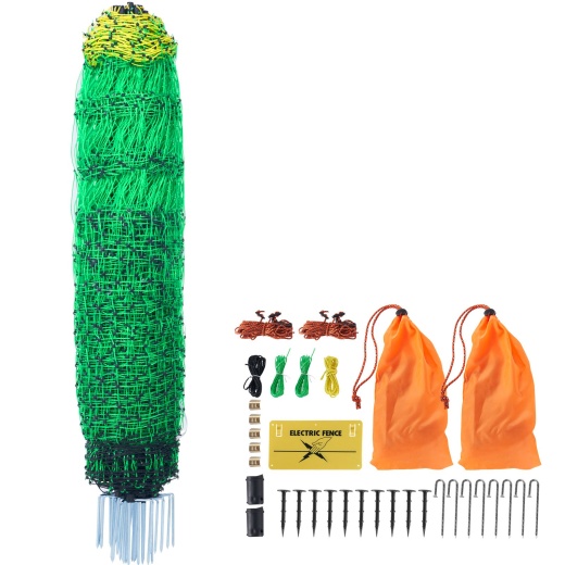 Vevor Electric Fence Netting, 50" H x 164' L, PE Net Fencing with Posts & Double-Spiked Stakes