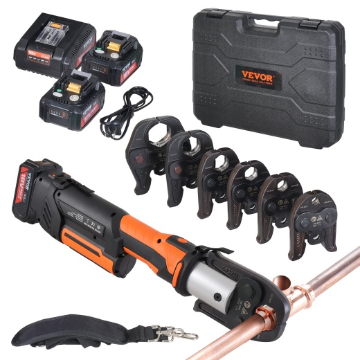 Vevor Pro Press Tool Pipe Crimping Kit Press Tool Battery Kit With 6 Jaws