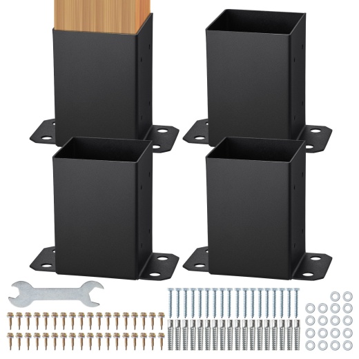 Vevor 4 Pack 4x4 Post Base Brackets - Heavy Duty Wood Post Fence Post Anchor