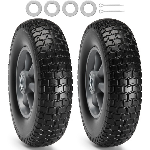 Vevor Solid Pu Run-Flat Tire Wheel, 10", 2-Pack