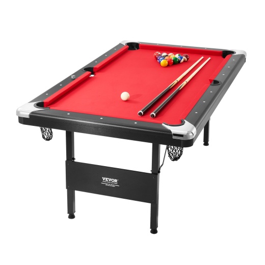 Vevor Billiards Table, 6.3 Ft Pool Table, Portable Foldable Space-Saving Table for Family Game Room