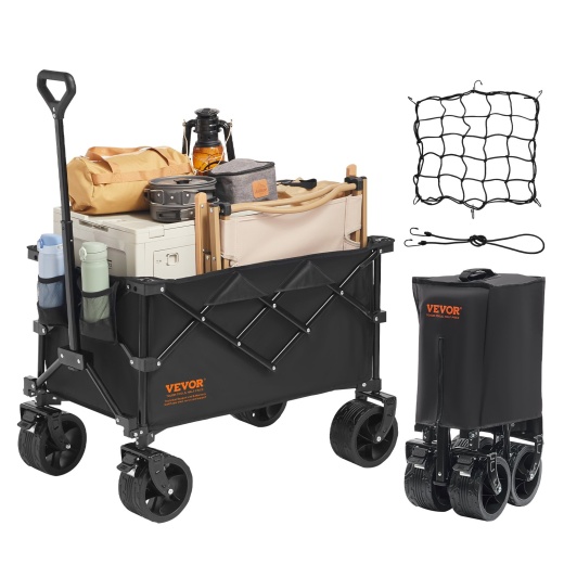 Vevor Collapsible Folding Wagon: 113 L Beach Wagon Cart with All-Terrain Wheels