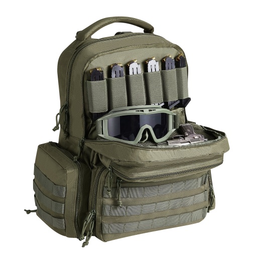 Vevor Tactical Range Backpack For 6 Pistols Gun Backpack Green,Range Bag For Handguns Gun Case Bag With Lockable Zipper For Shooting Range Outdoor Hunting