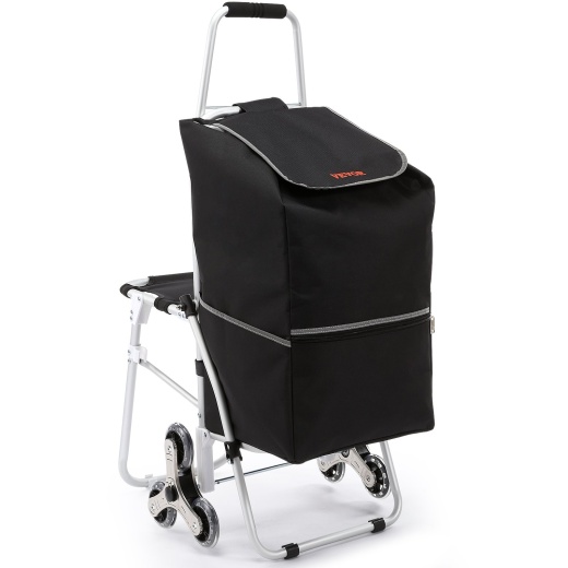 Vevor Stair Climbing Cart 50L - Foldable Shopping Cart with Waterproof Bag & Seat